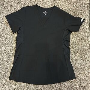 Med Couture Black Fitted Ruched Short Sleeve Tee